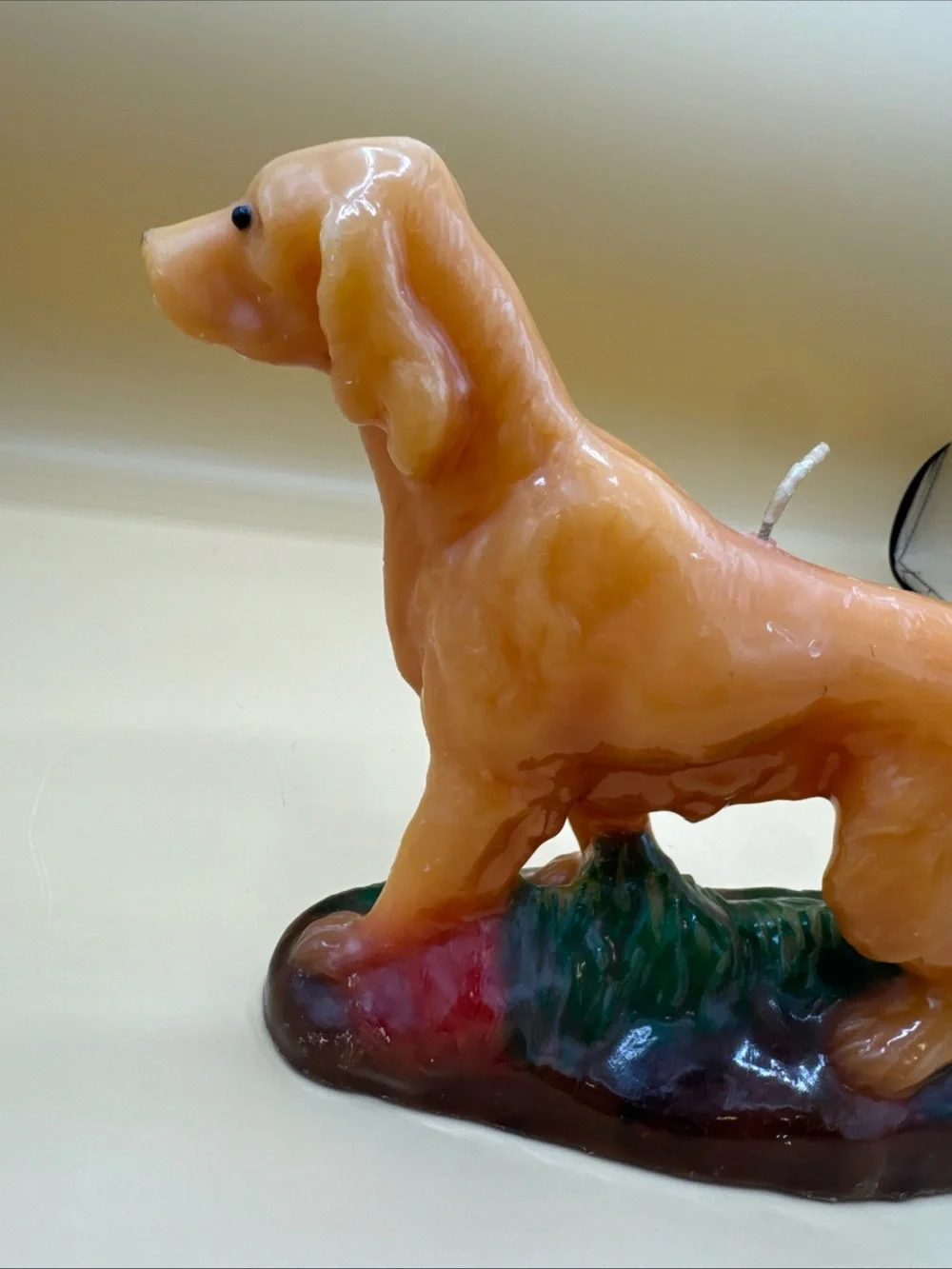 Vintage Amber Retreiver Figure Candle 13 1/4